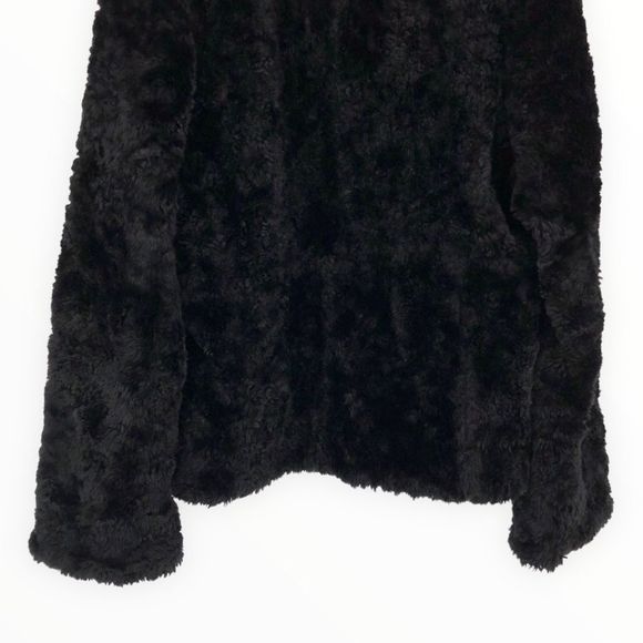 90’s/Y2K Vintage Teddy Faux Fur Black Long Sleeve Jacket Coat Rhinestone Button - Picture 8 of 11